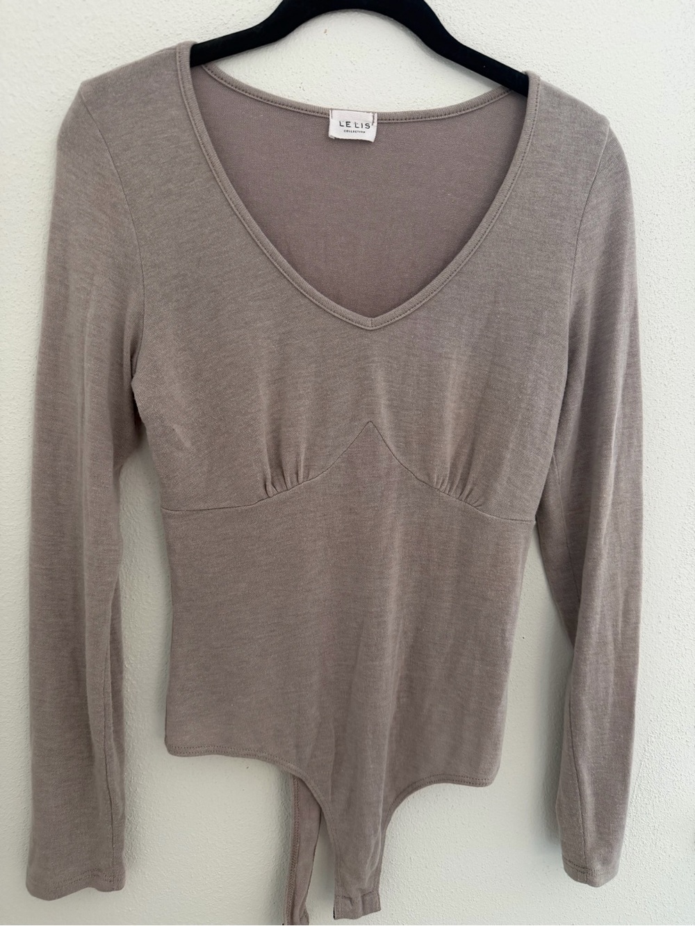Le Lis Taupe V-Neck Long Sleeve Bodysuit